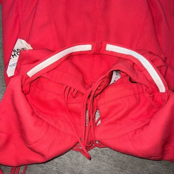 Fame And Partners Watermelon Pink Plunging Neckline Cut Out Mini Dress Women’s 4 - Picture 15 of 16